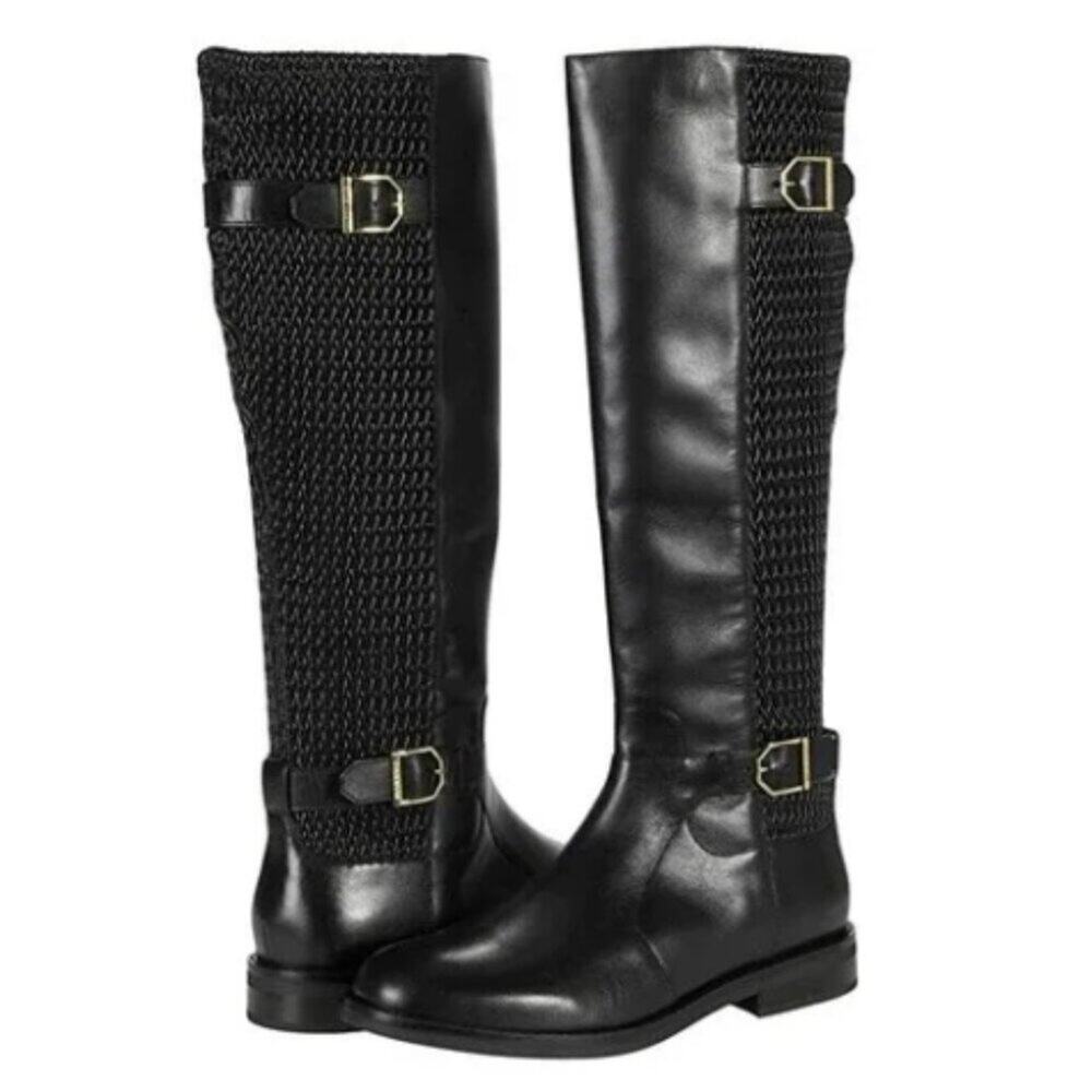 NEW Cole Haan Chesley Water Resistant Boots Riding Stretch Black 9.5